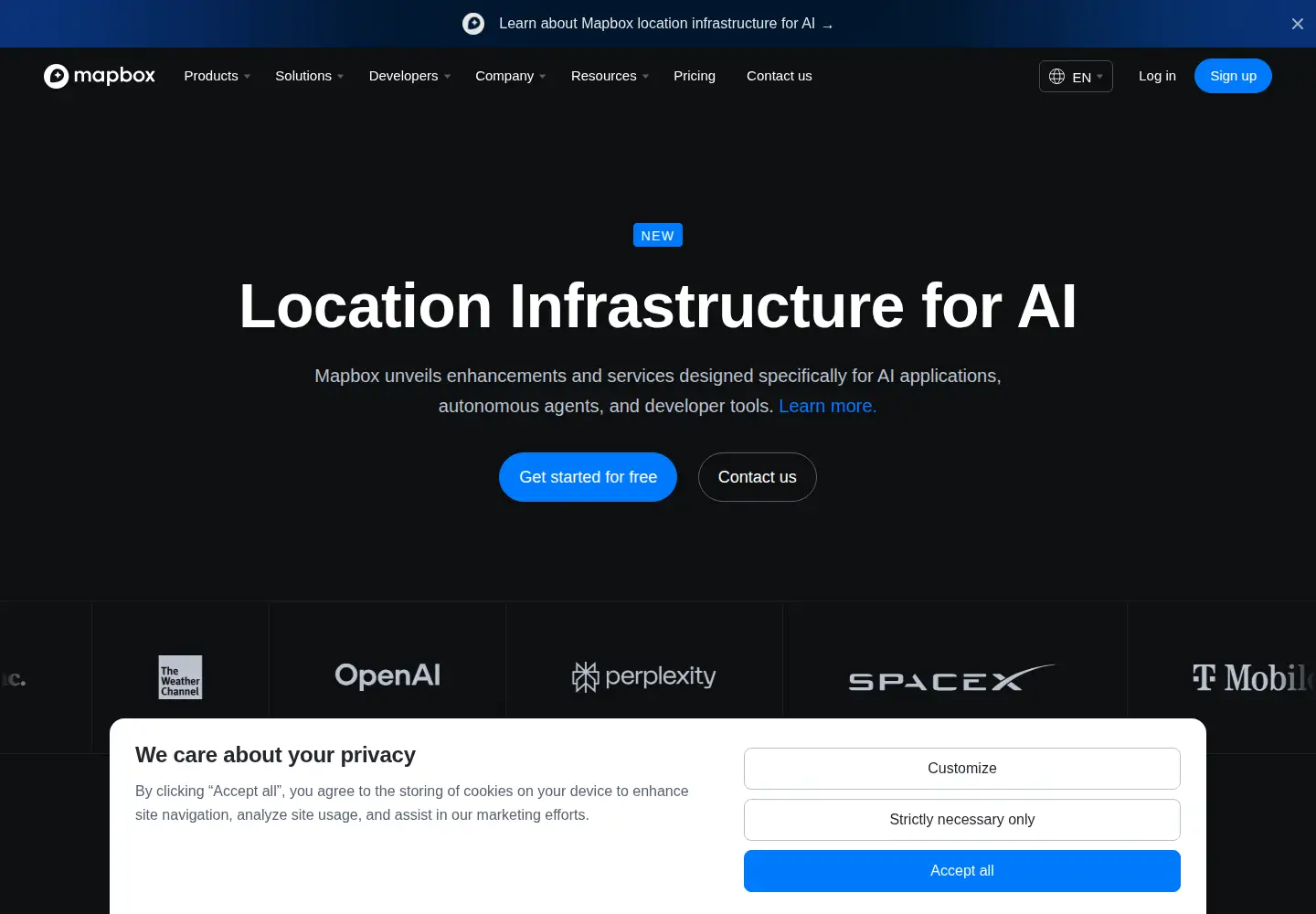 Screenshot of mapbox.com
