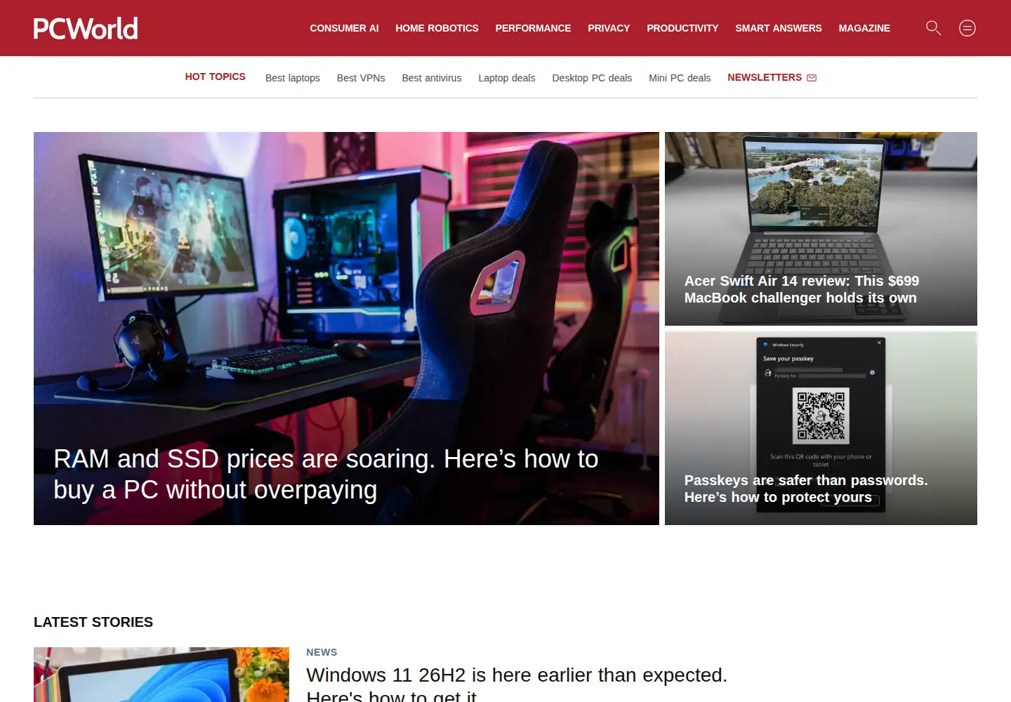 Screenshot of pcworld.com