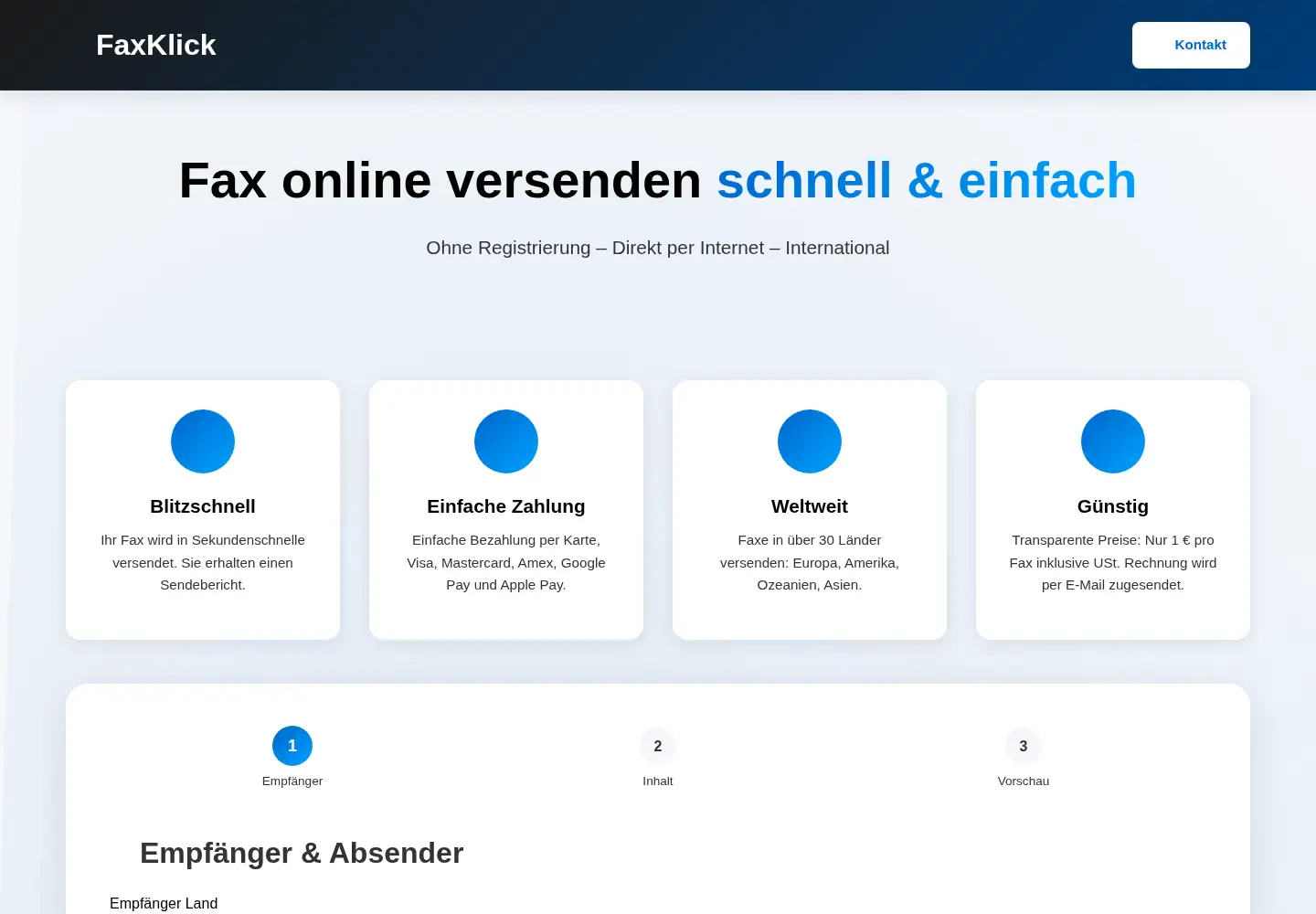 Screenshot of faxklick.de