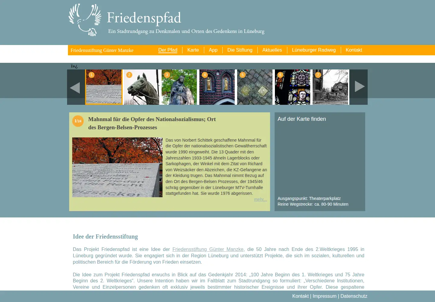 Captured homepage of friedenspfad-lueneburg.de in the current scan