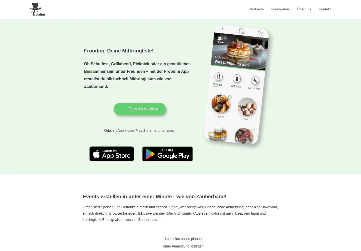 Captured homepage of froodini.de in the current scan