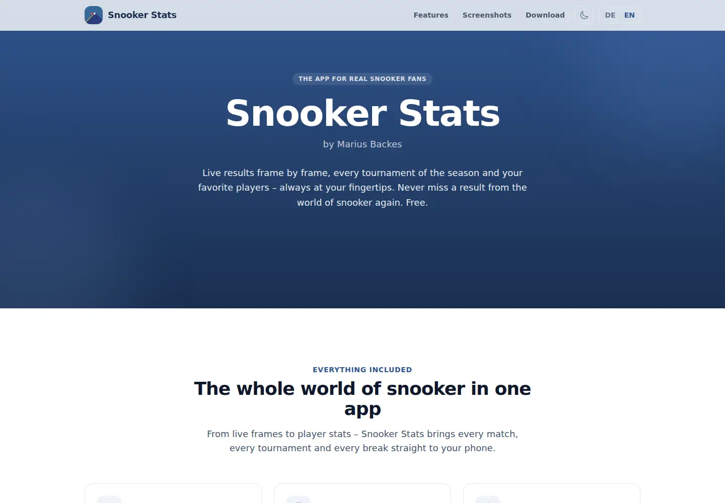 Screenshot of snooker-stats.de