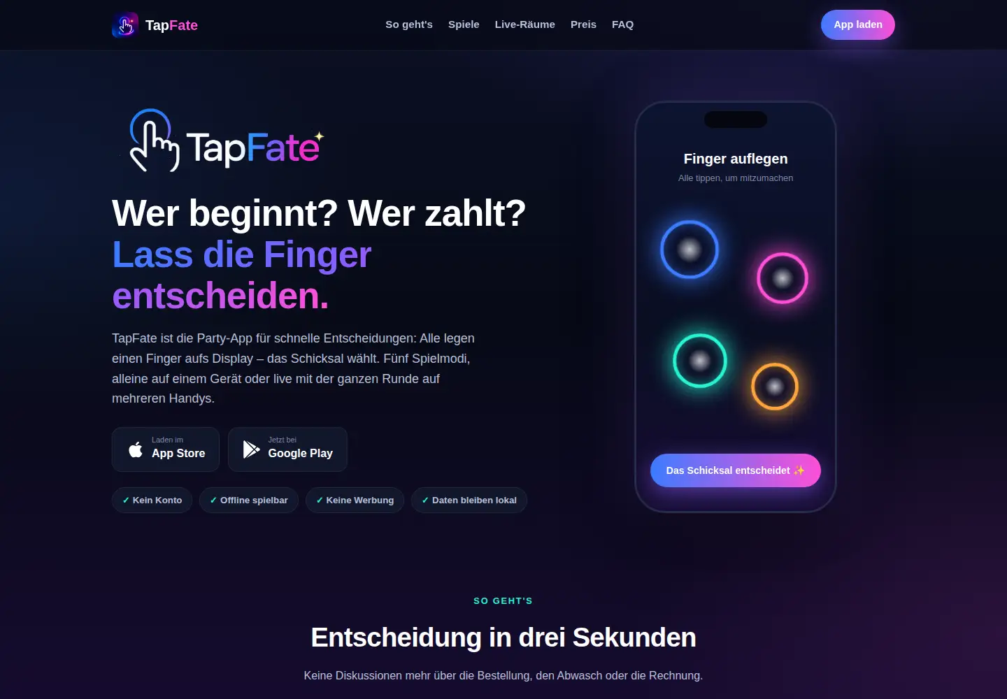 Screenshot of tapfateapp.de
