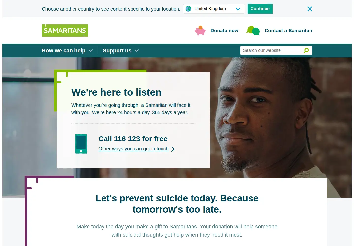Screenshot of samaritans.org