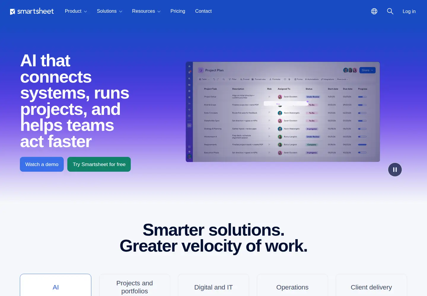 Screenshot of smartsheet.com