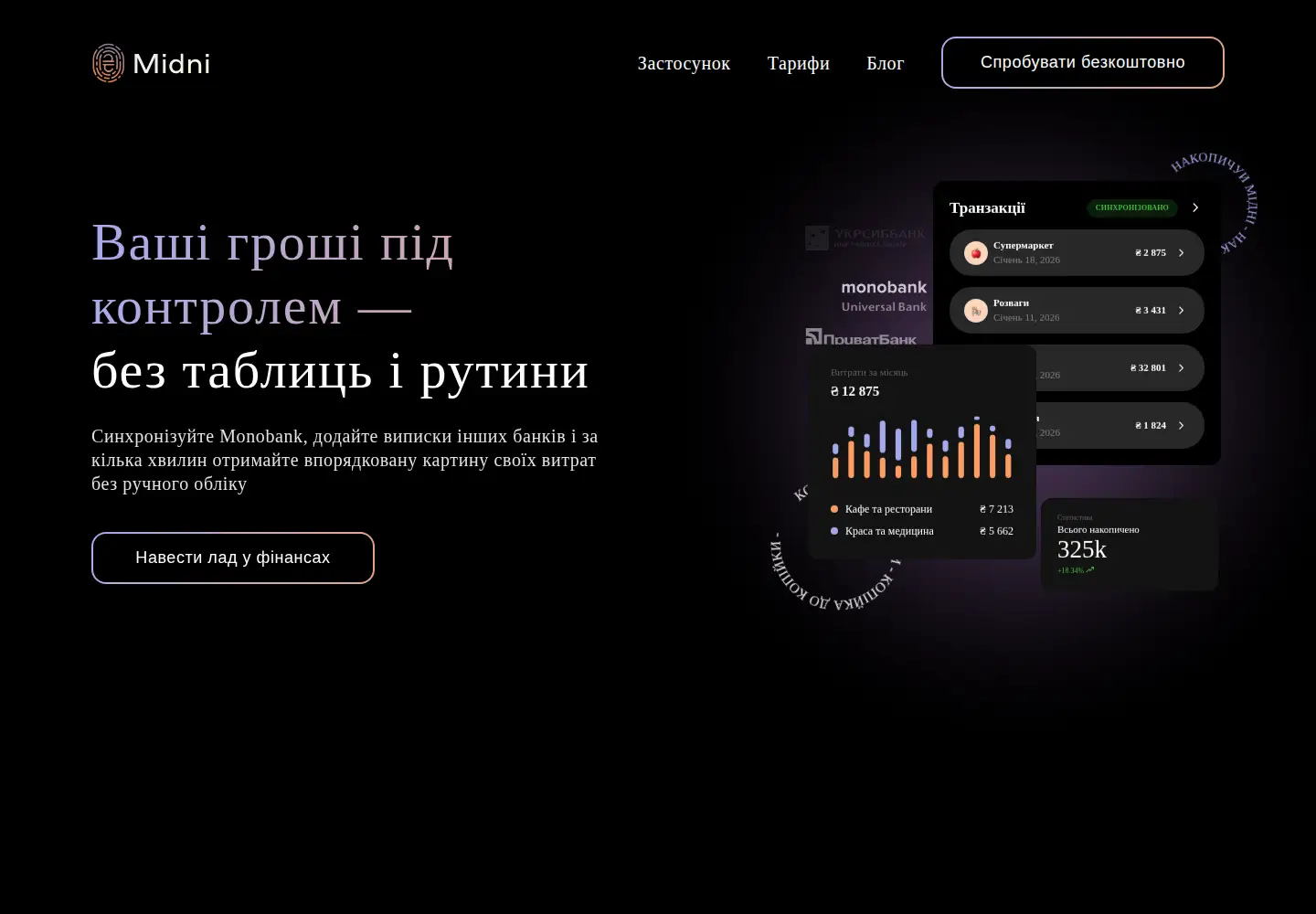 Screenshot of midni.finance