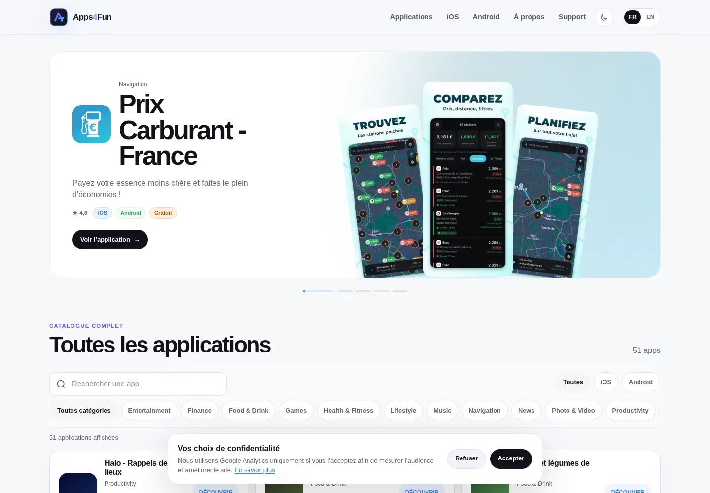Captured homepage of apps4fun.fr in the current scan