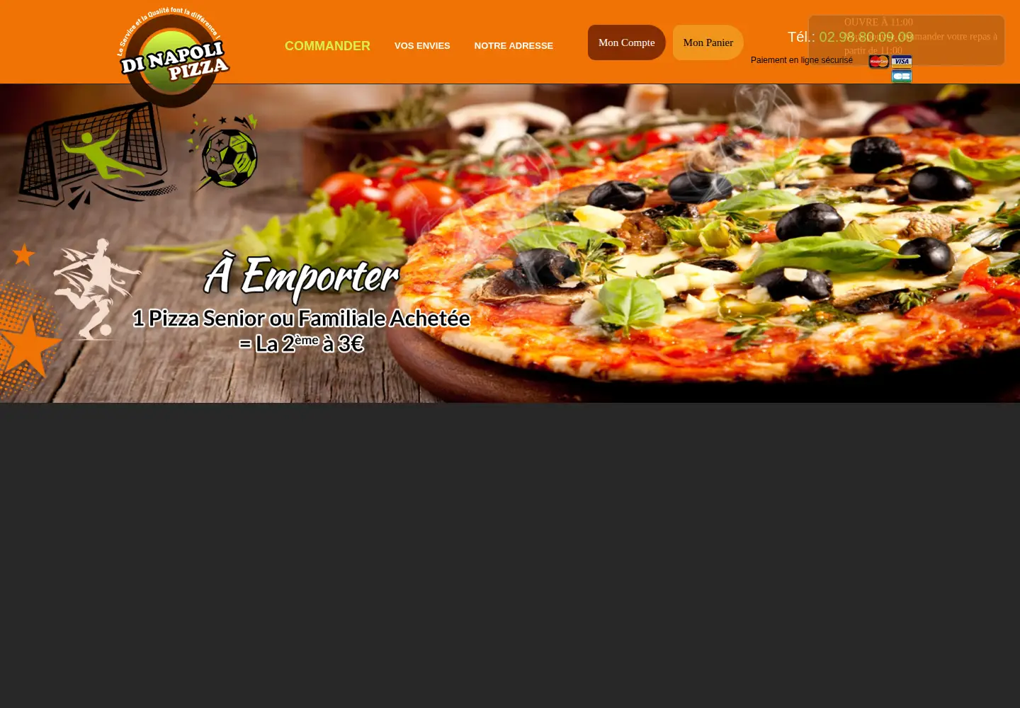 Captured homepage of dinapoli-pizza29.fr in the current scan