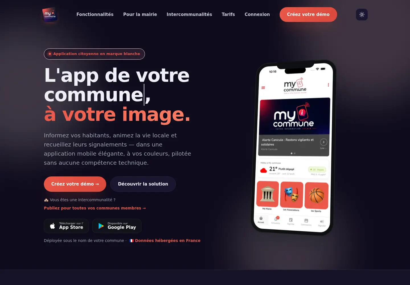 Captured homepage of mycommune.fr in the current scan