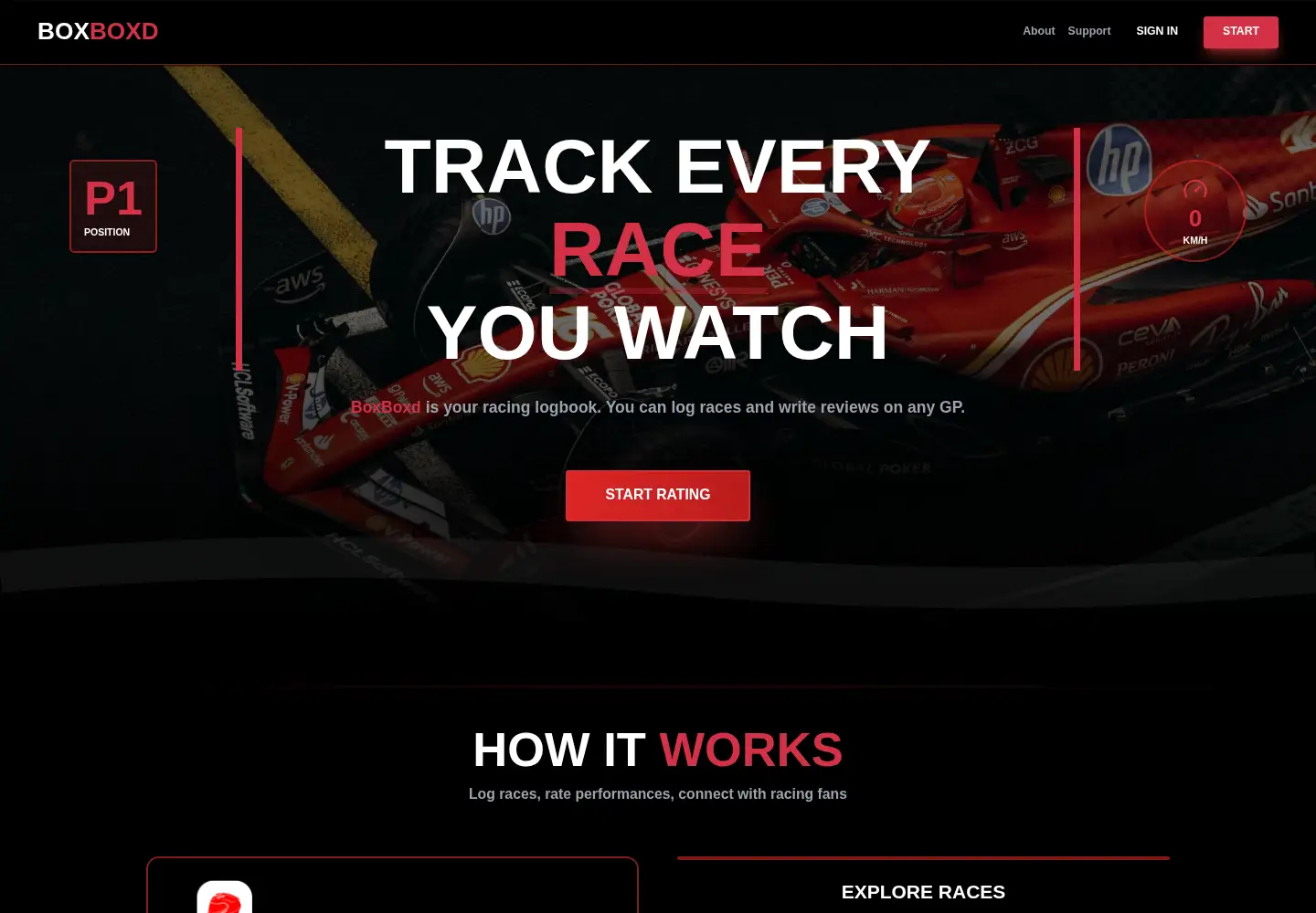Captured homepage of boxboxd.fun in the current scan