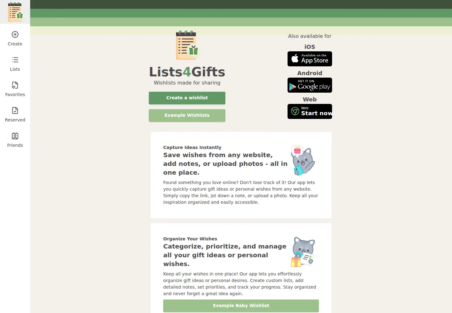 Screenshot of lists4.gifts