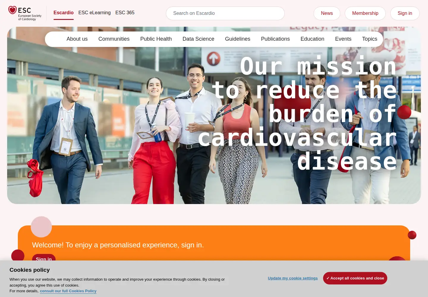 Screenshot of escardio.org