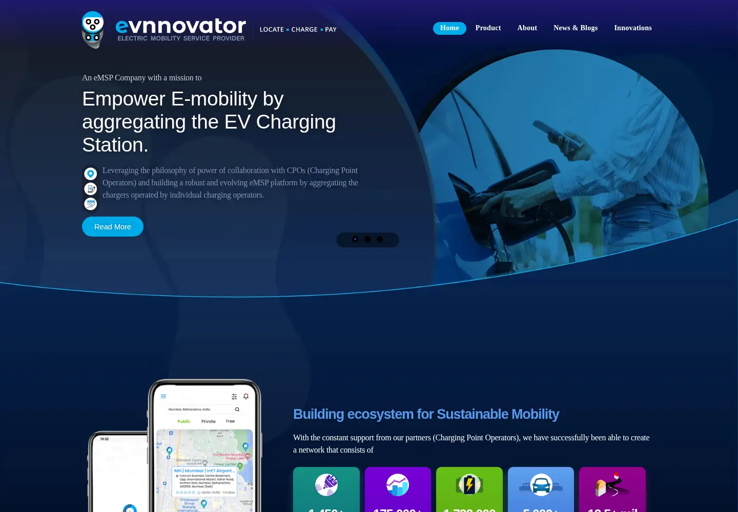 Screenshot of evnnovator.in