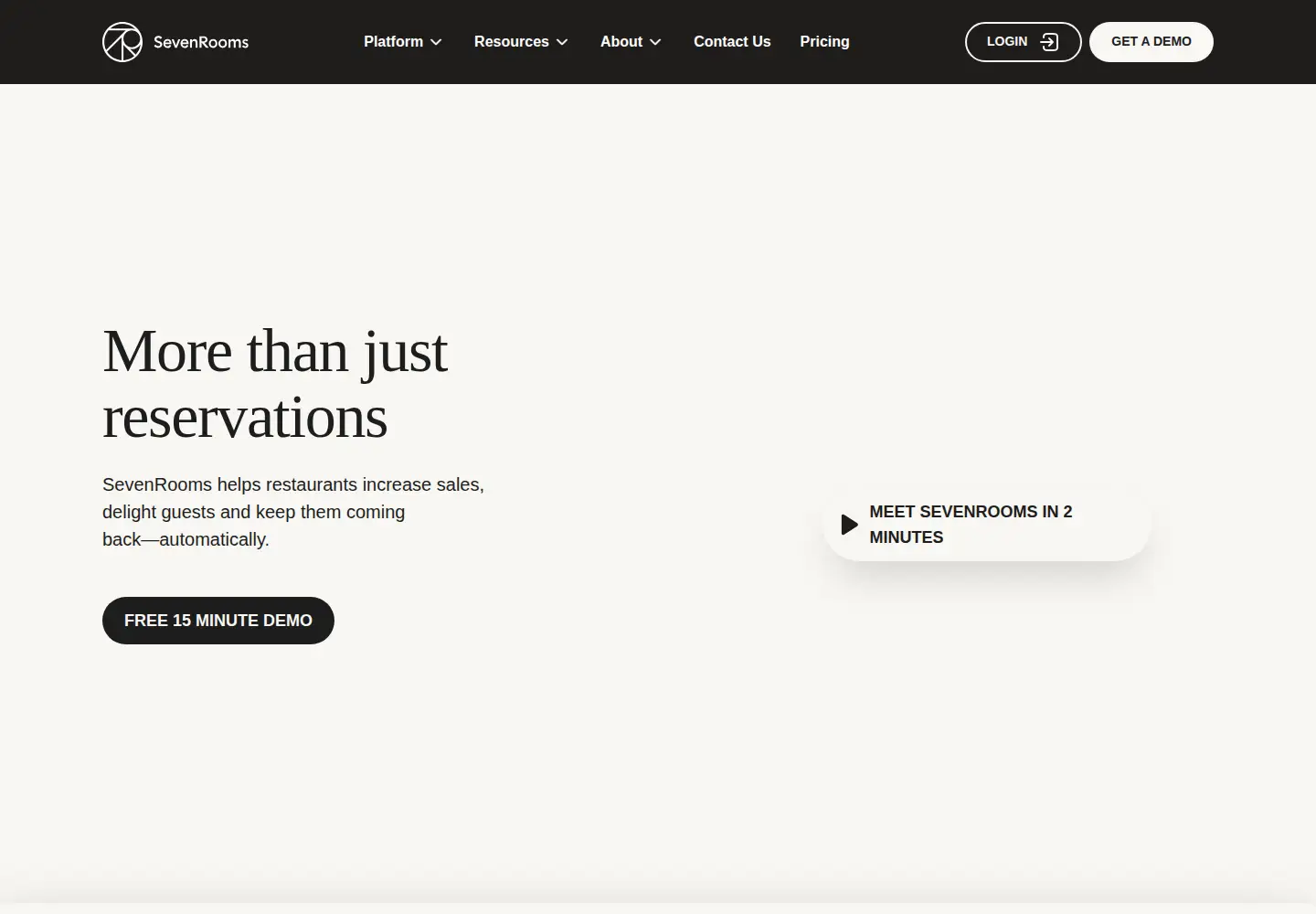 Screenshot of sevenrooms.com