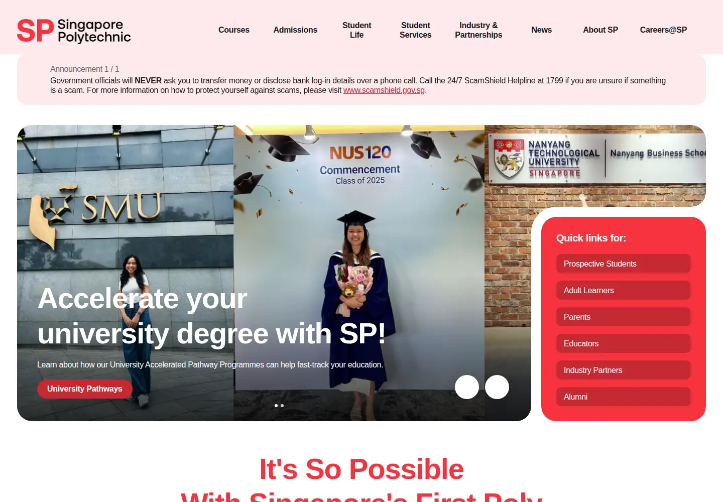 Screenshot of sp.edu.sg