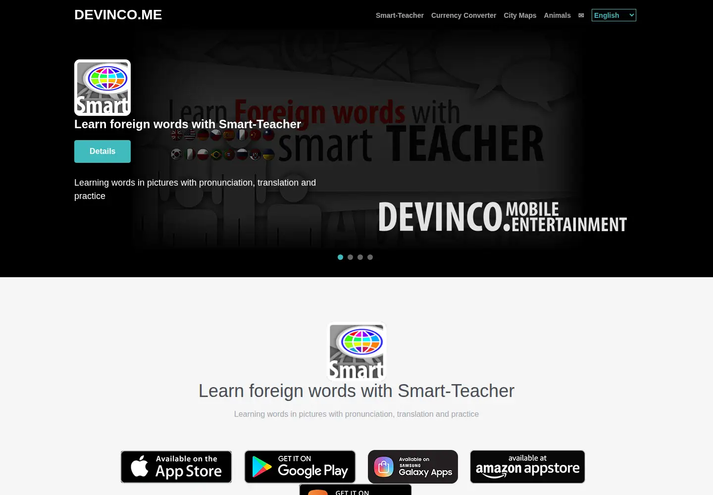 Captured homepage of devinco.me in the current scan