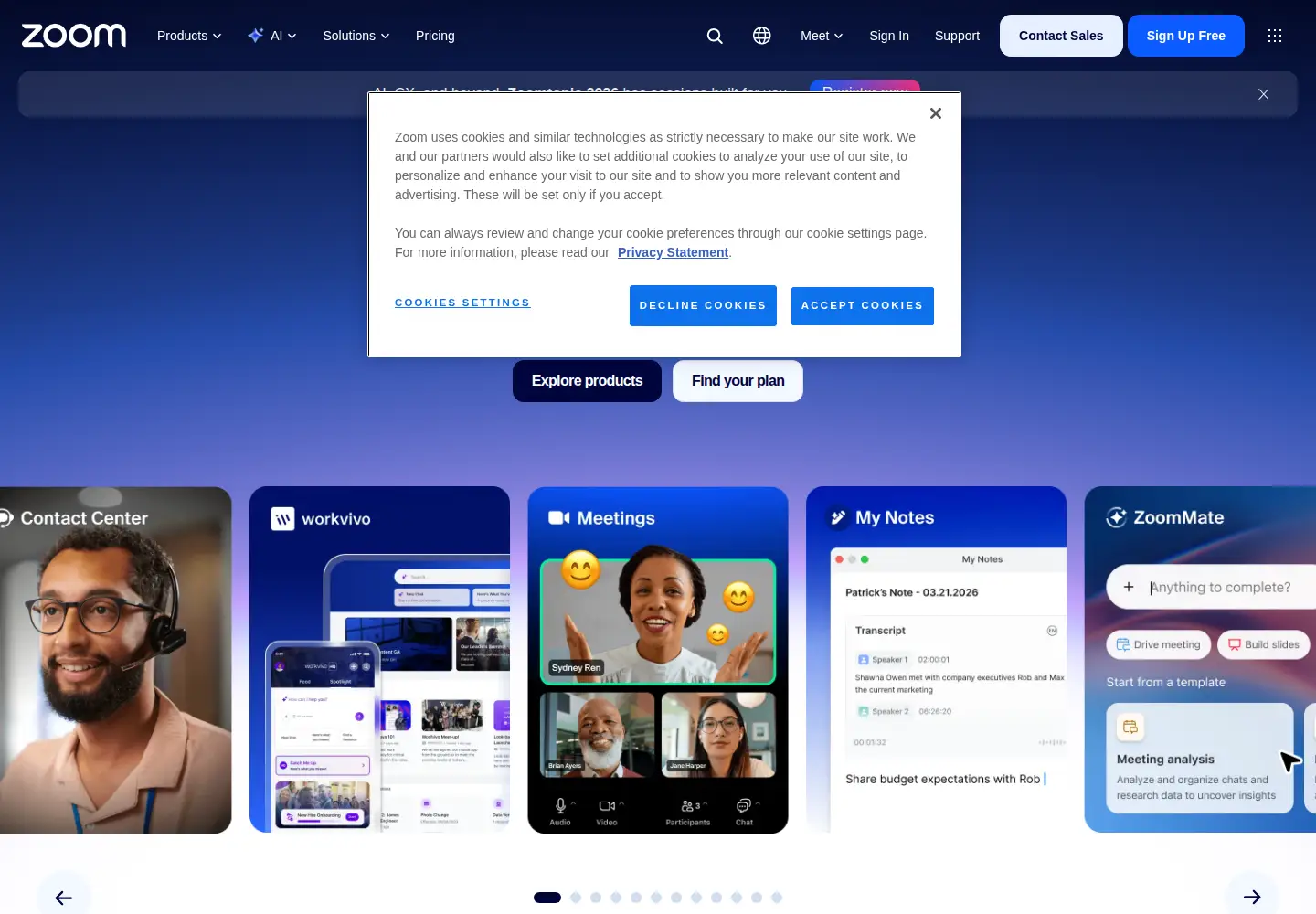 Screenshot of zoom.com