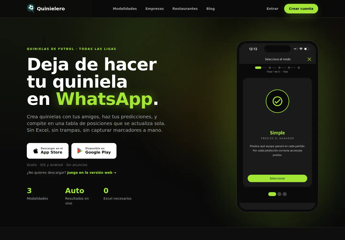 Screenshot of quinielero.mx