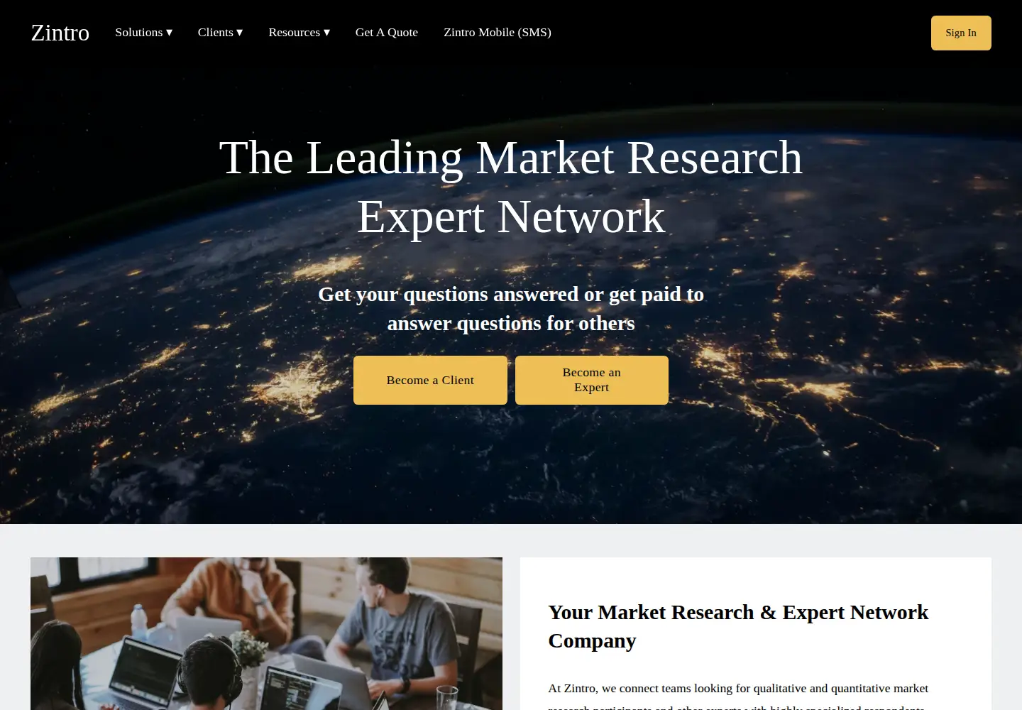 Screenshot of zintro.com
