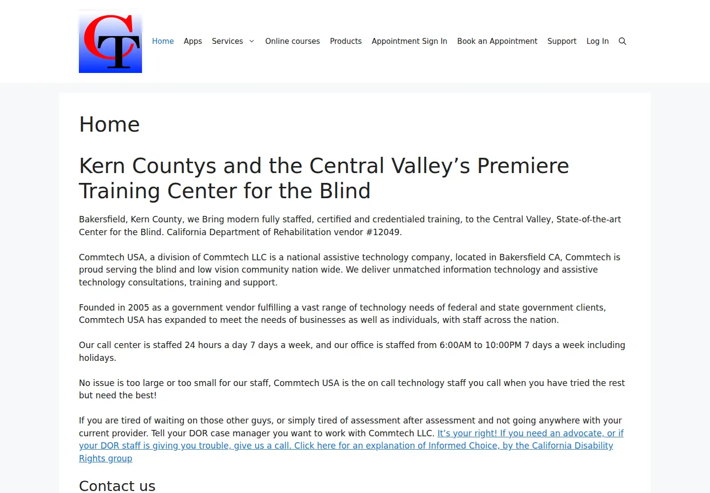 Captured homepage of commtechusa.net in the current scan