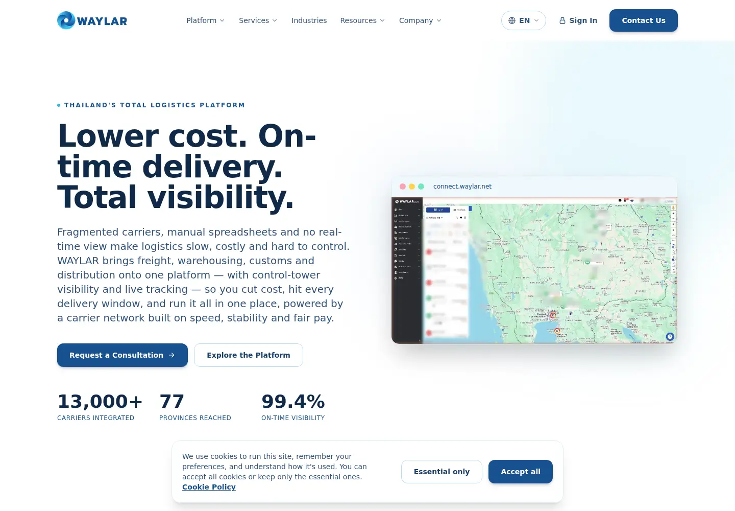 Screenshot of waylar.net