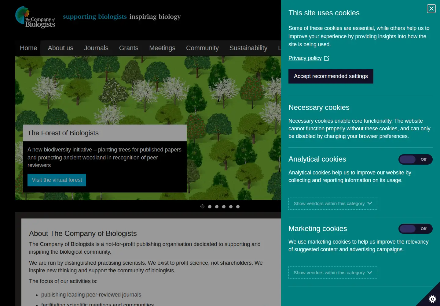 Screenshot of biologists.com