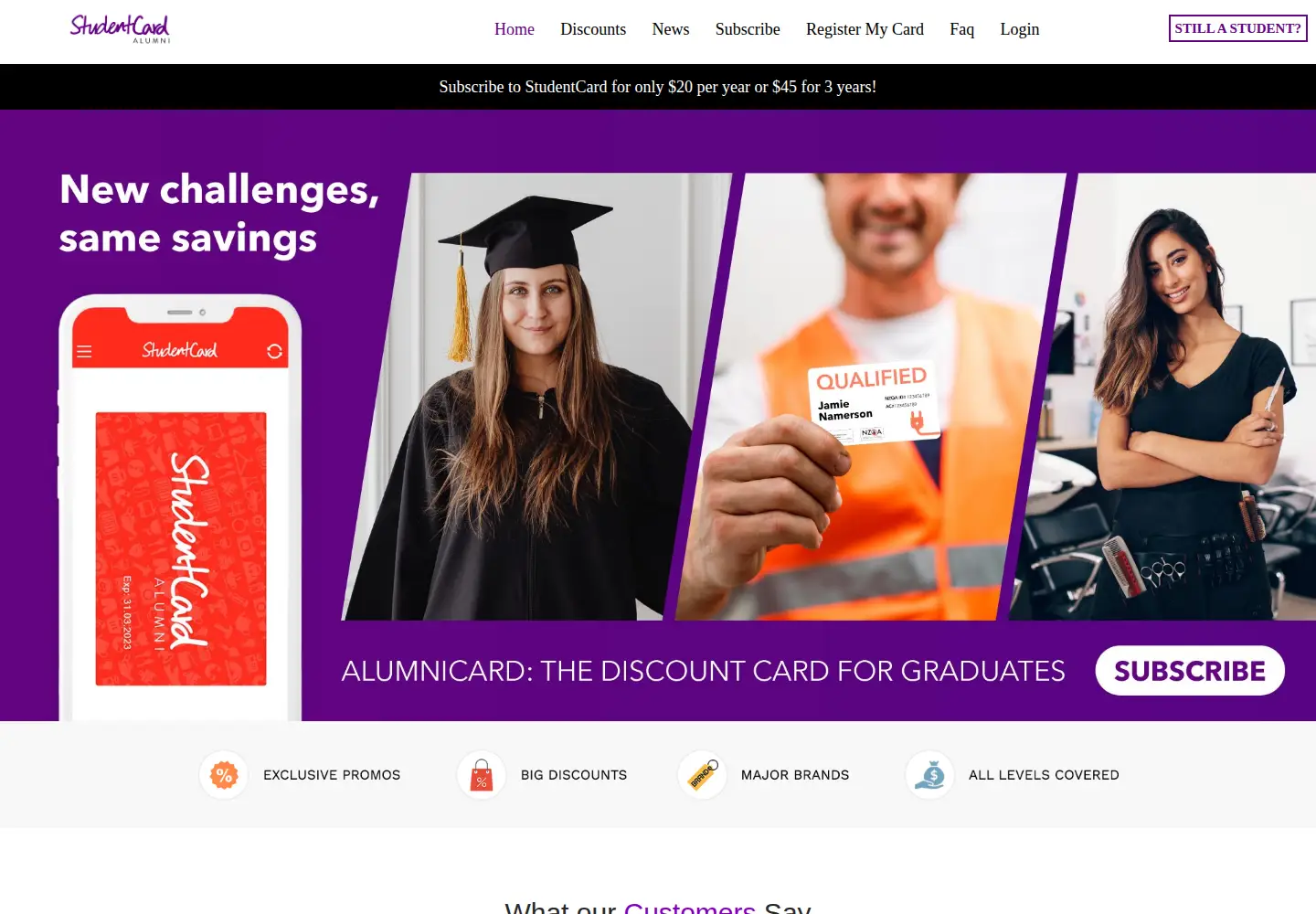 Captured homepage of alumnicard.co.nz in the current scan