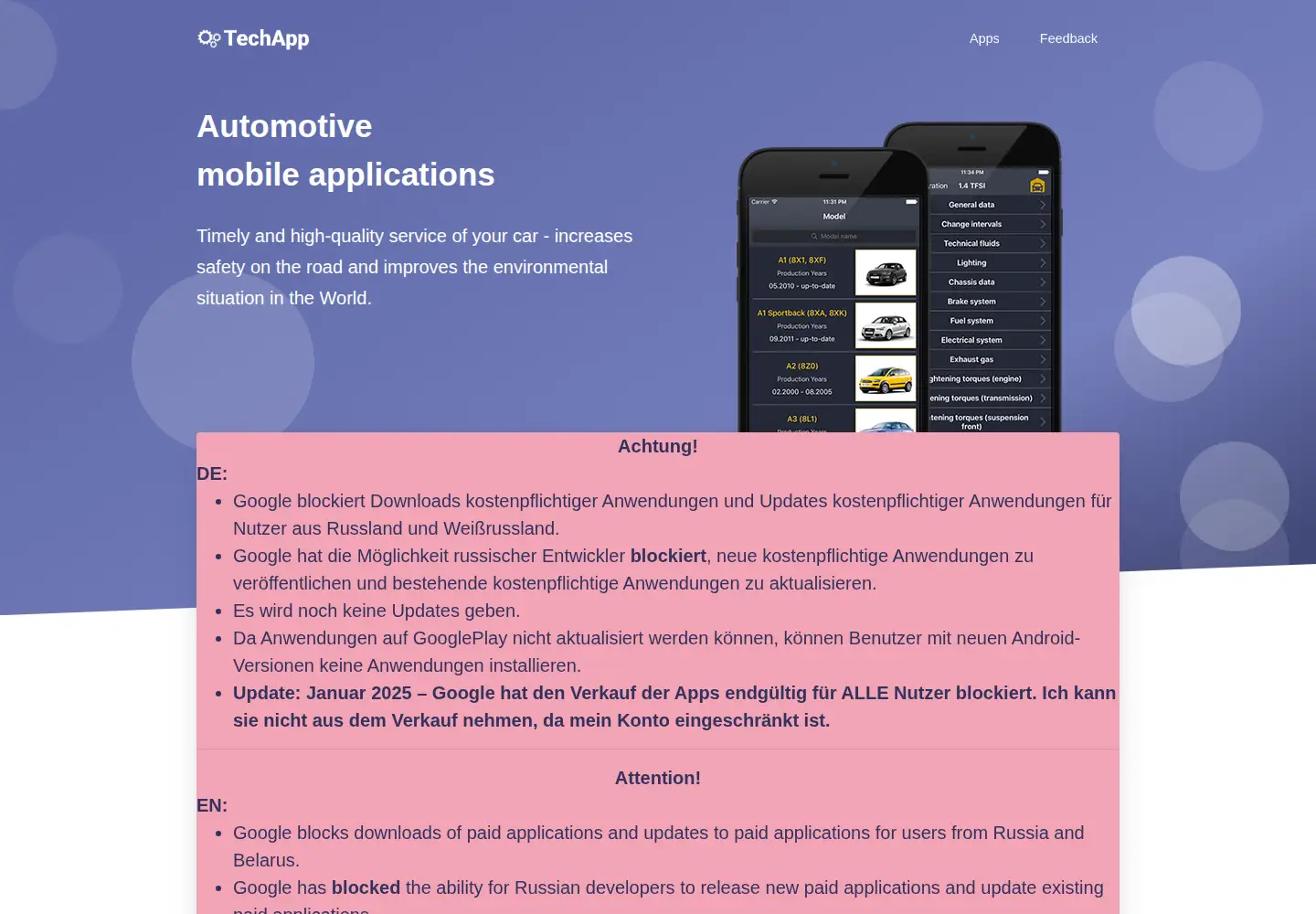 Captured homepage of techapp.org in the current scan
