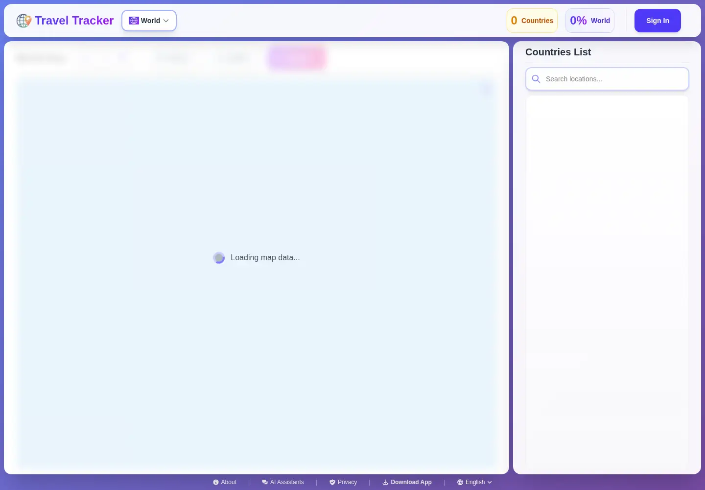 Captured homepage of travel-tracker.org in the current scan