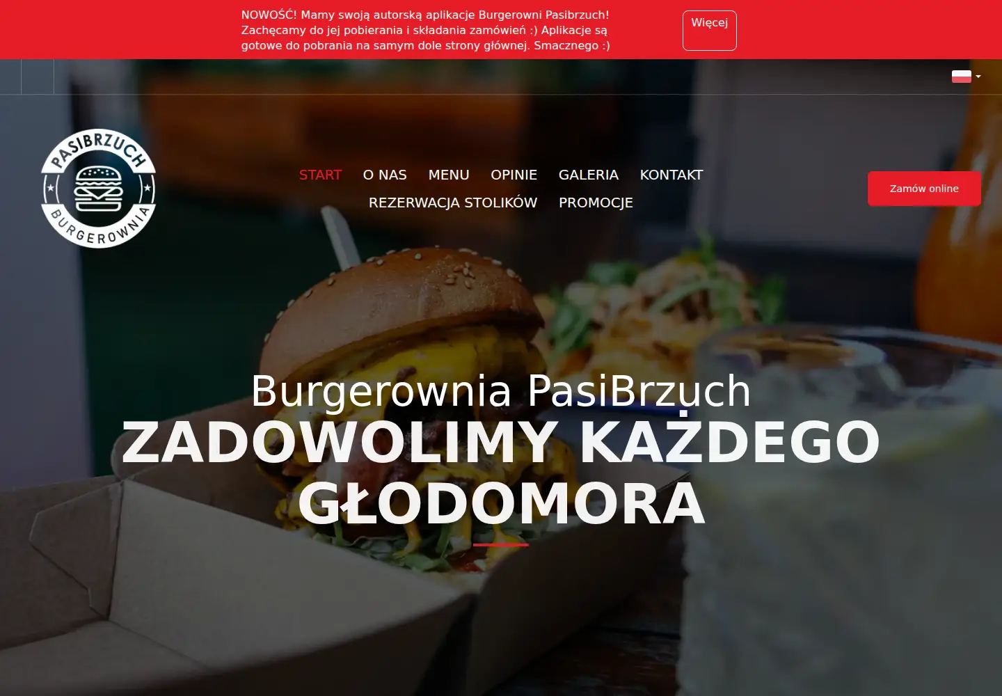 Captured homepage of burgerownia-pasibrzuchslubice.pl in the current scan