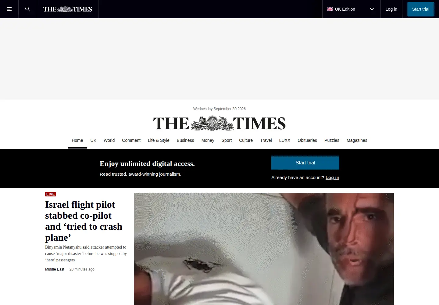 Screenshot of thetimes.co.uk