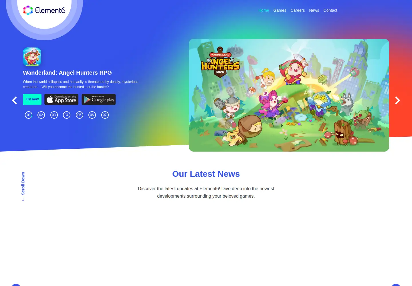 Captured homepage of element6.tech in the current scan