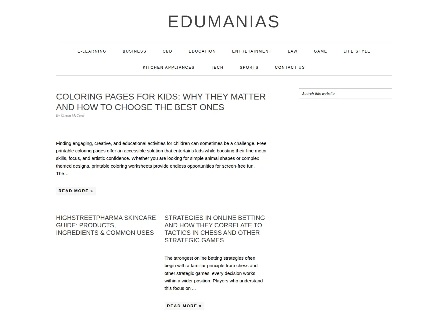 Screenshot of edumanias.com
