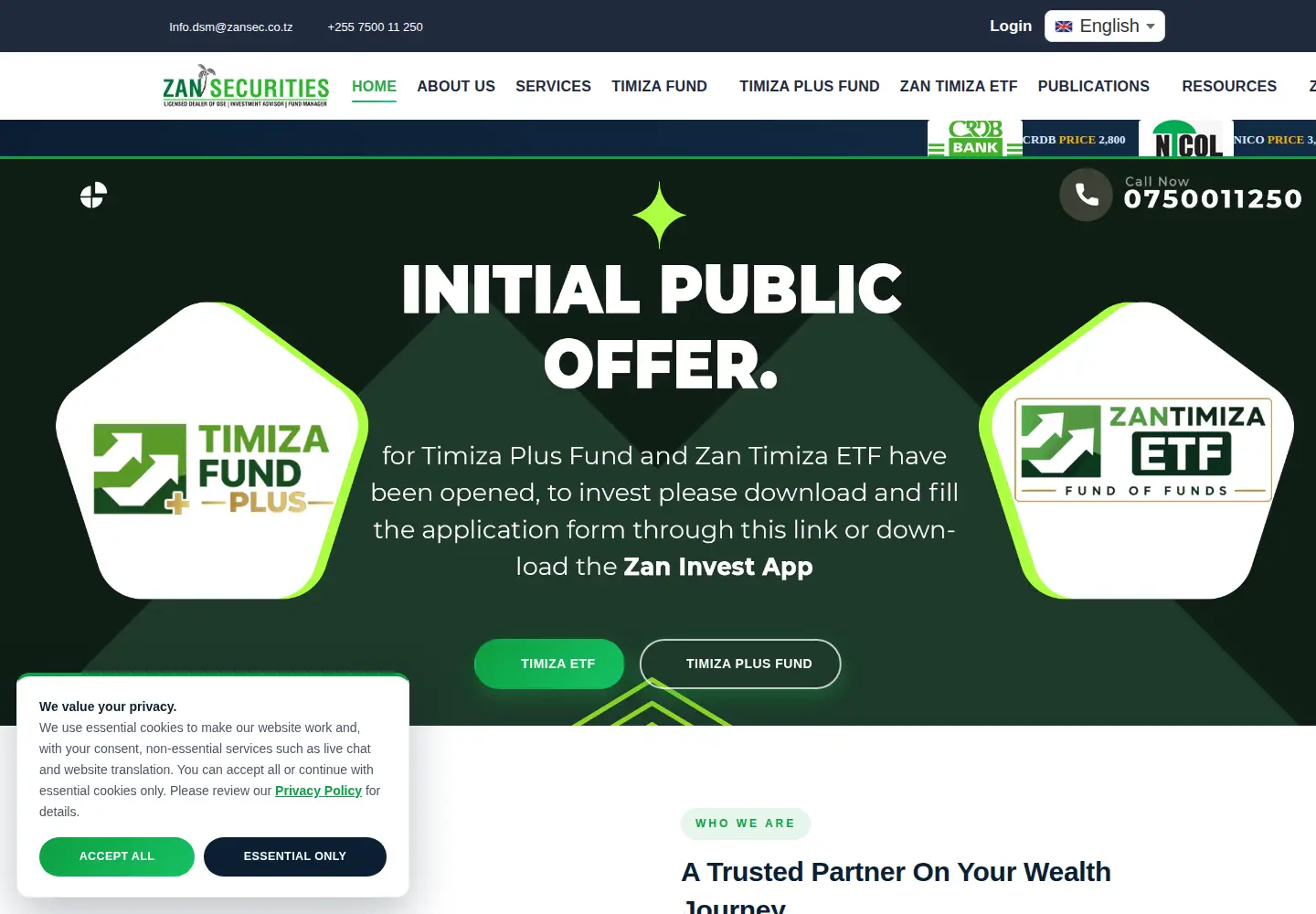 Captured homepage of zansec.co.tz in the current scan