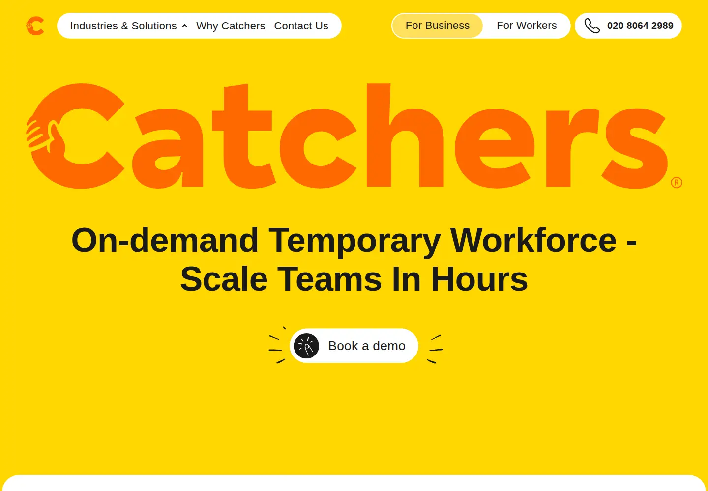 Captured homepage of catchersjob.co.uk in the current scan