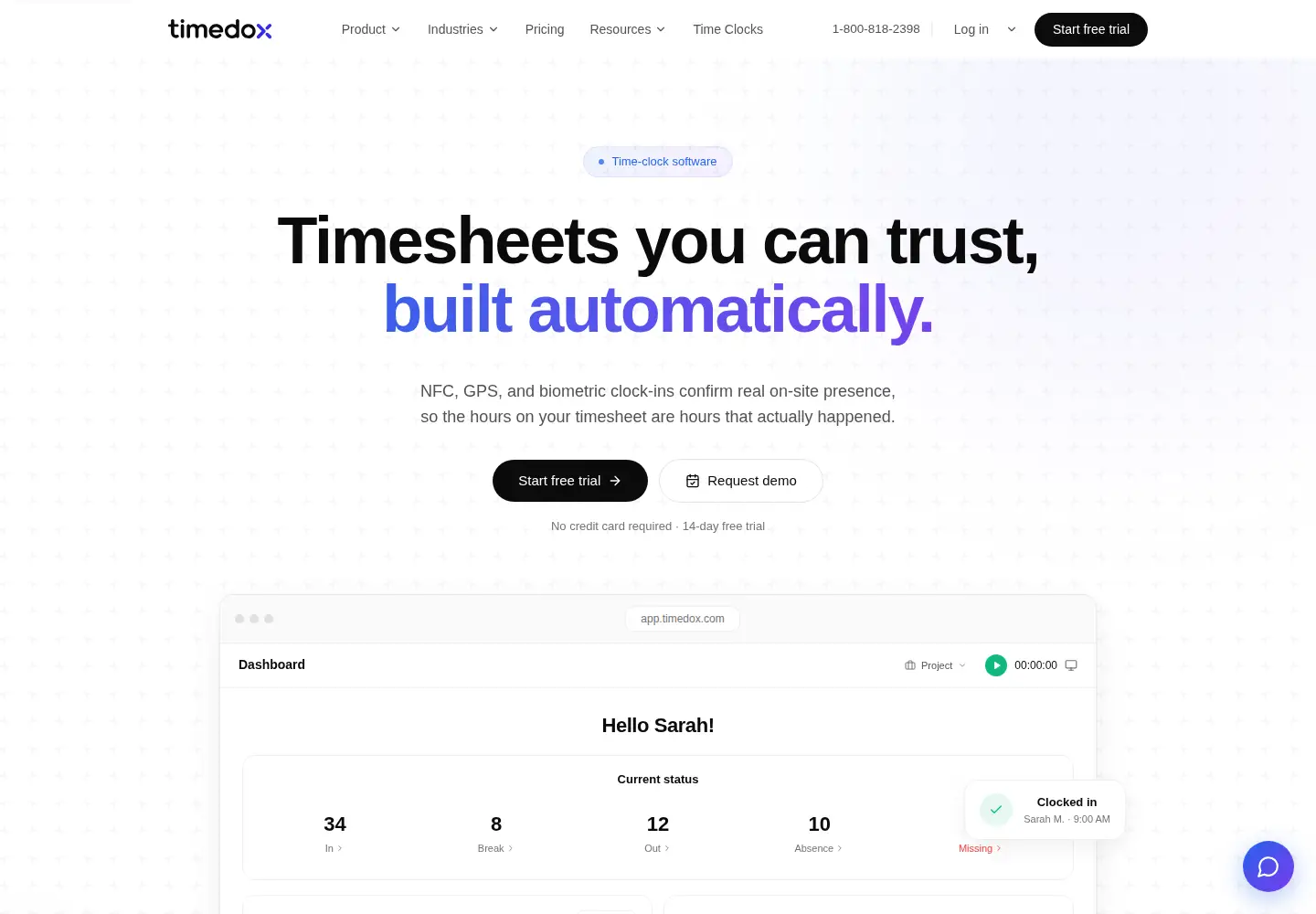 Screenshot of timedox.us