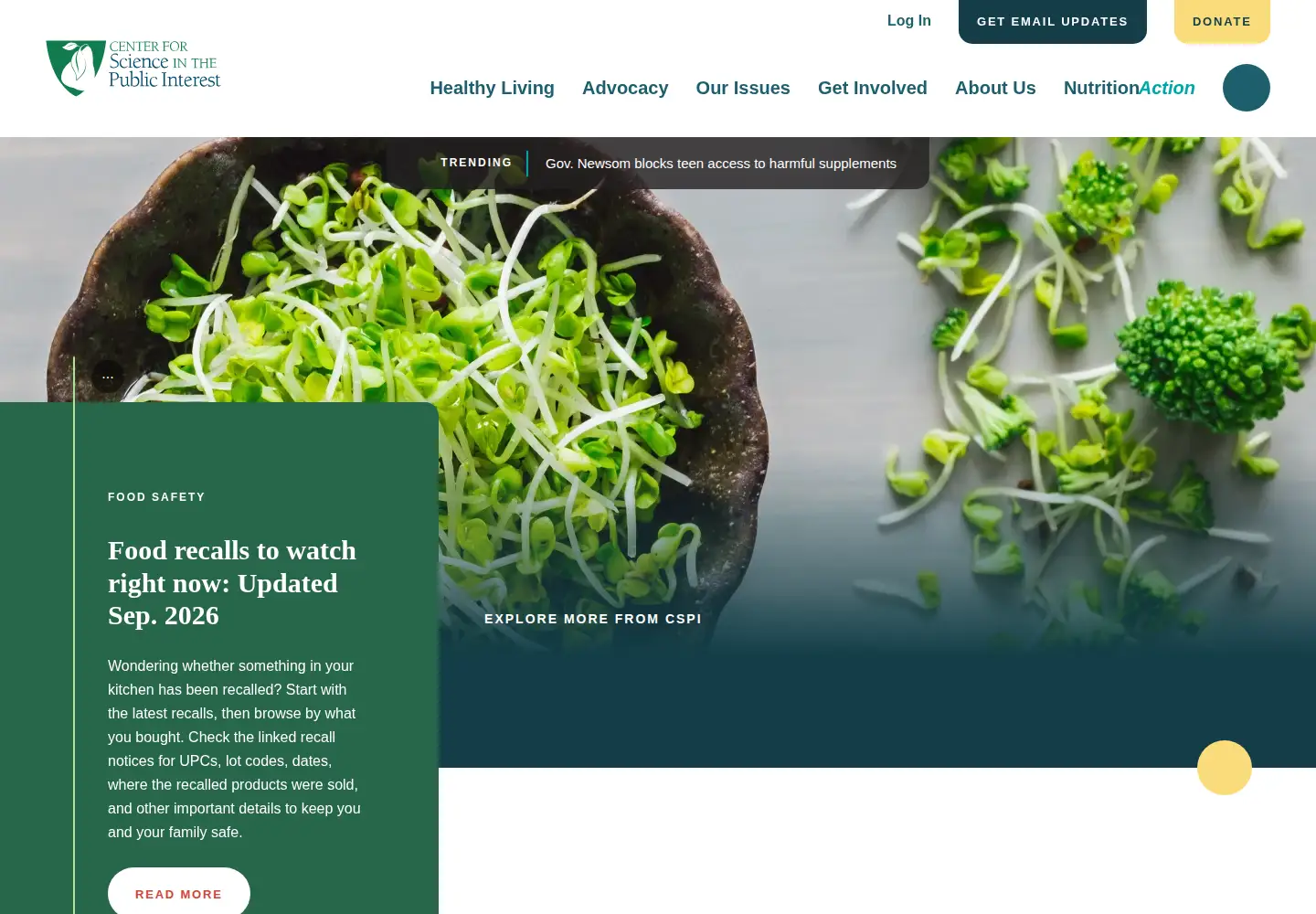 Screenshot of cspinet.org