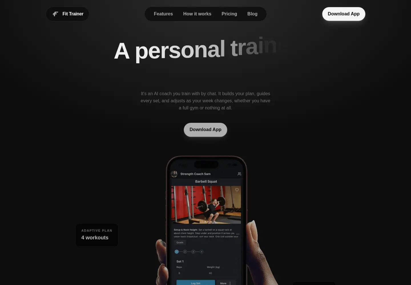 Captured homepage of fittrainer.ai in the current scan