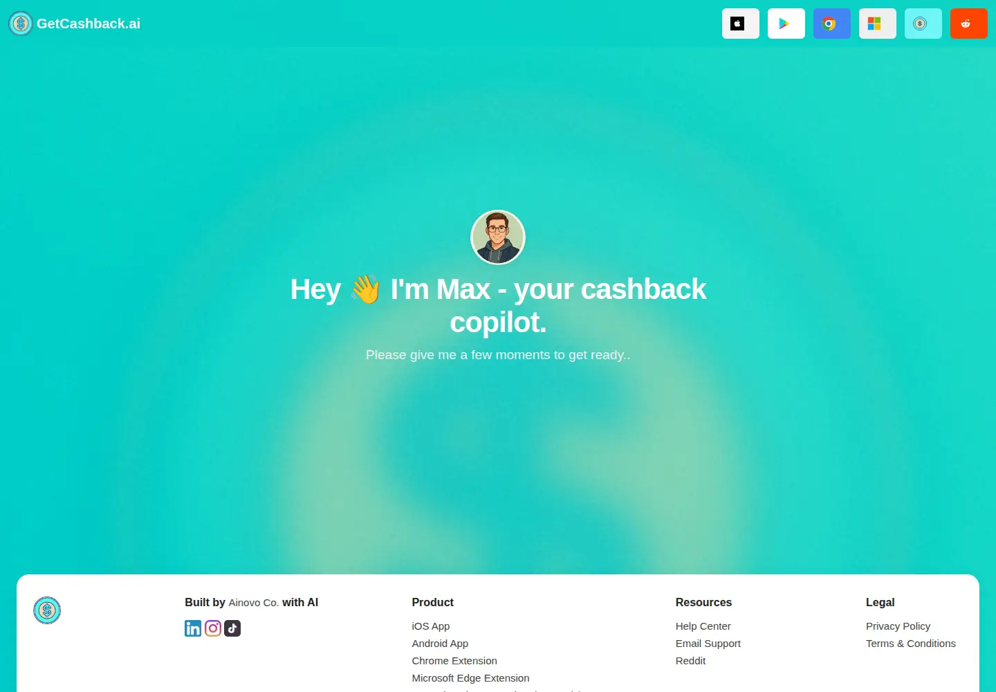 Screenshot of getcashback.ai
