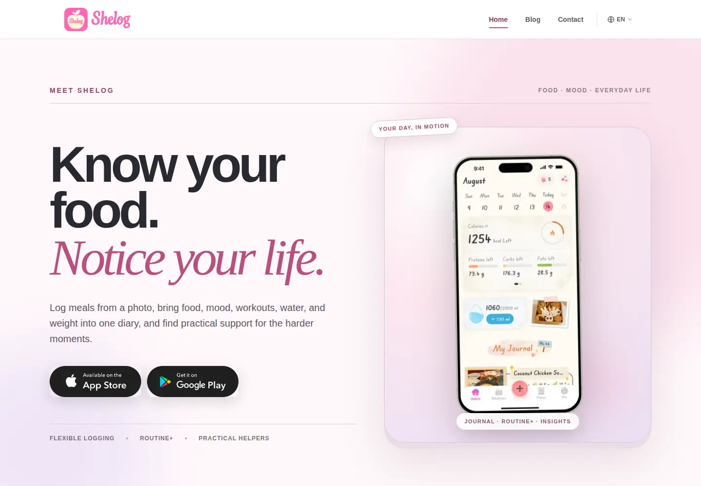 Screenshot of shelog.ai