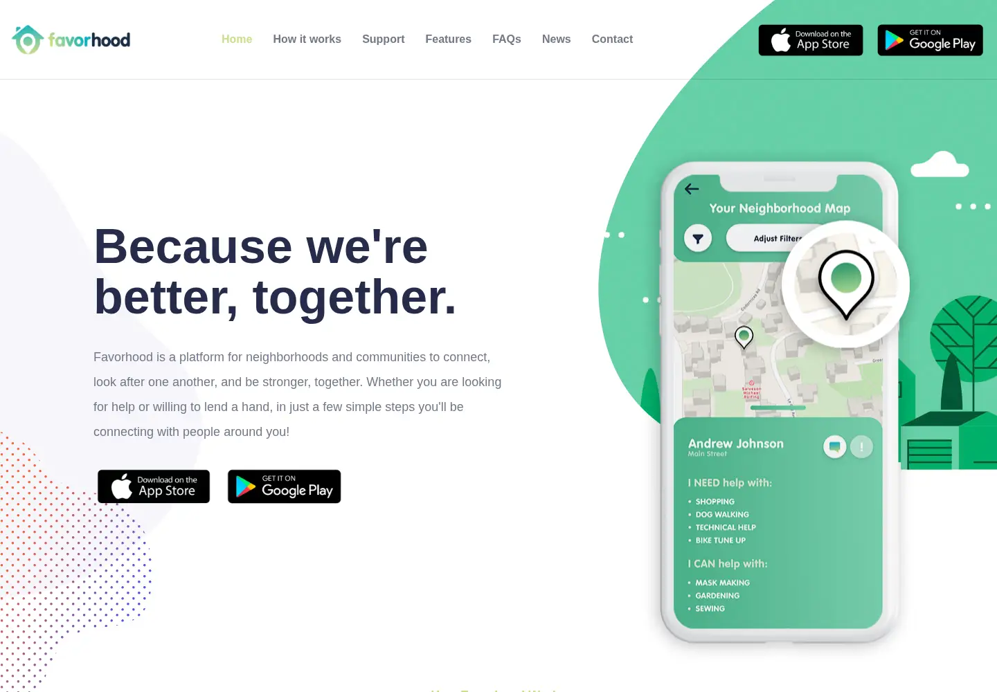 Screenshot of favorhood.app