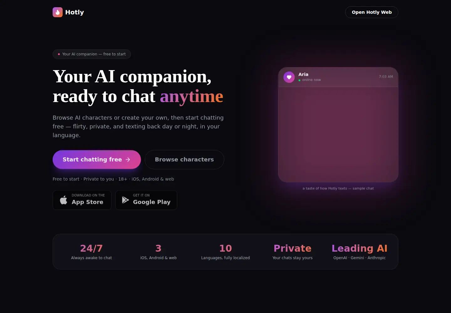 Captured homepage of hotlyai.app in the current scan