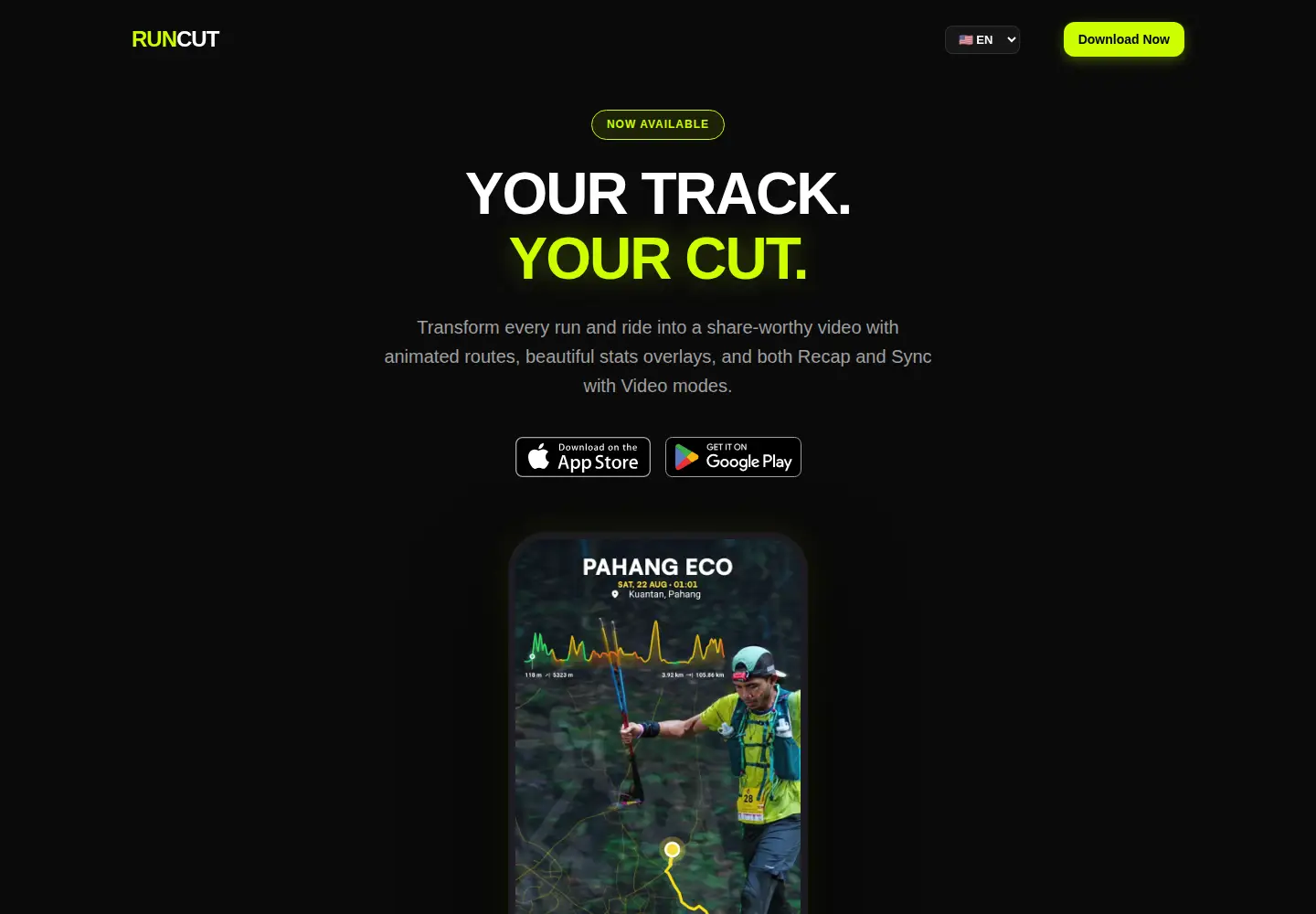 Captured homepage of runcut.app in the current scan