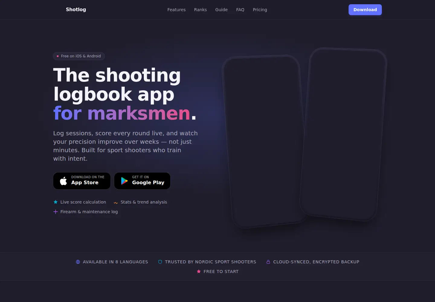 Screenshot of shotlog.app