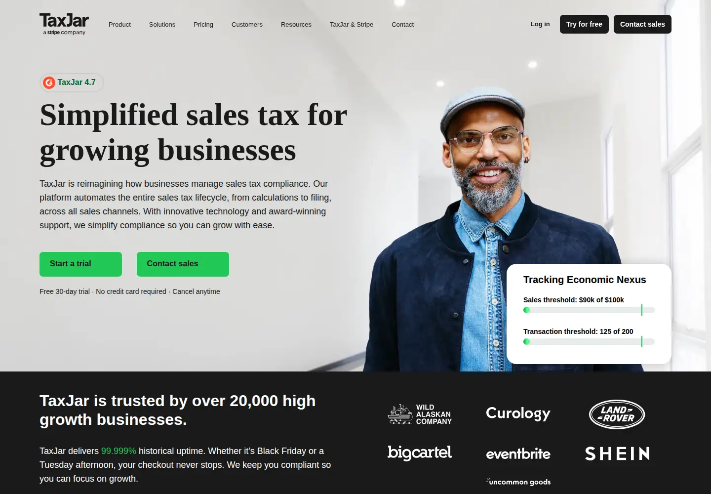 Screenshot of taxjar.com