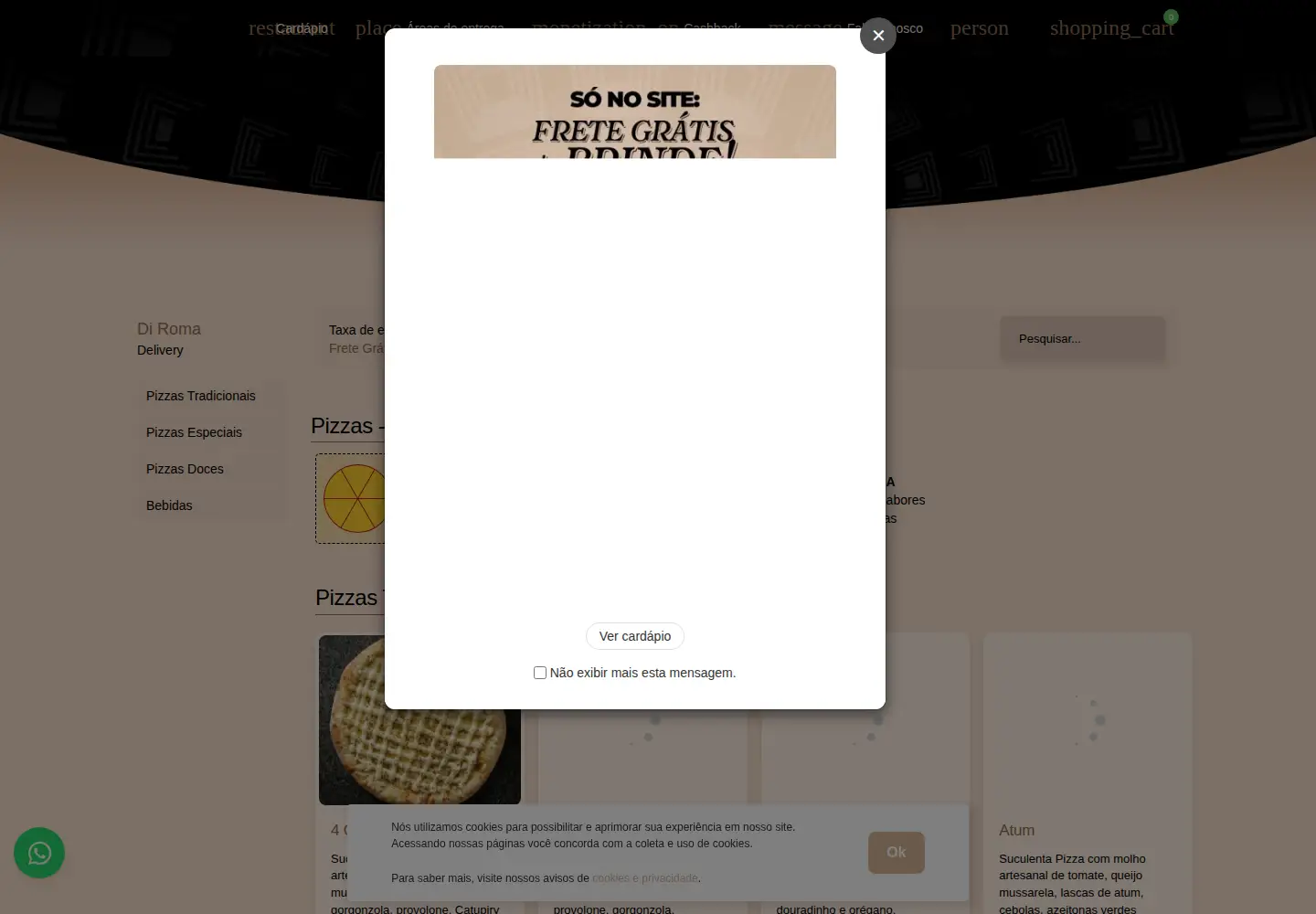 Screenshot of diromadelivery.com.br