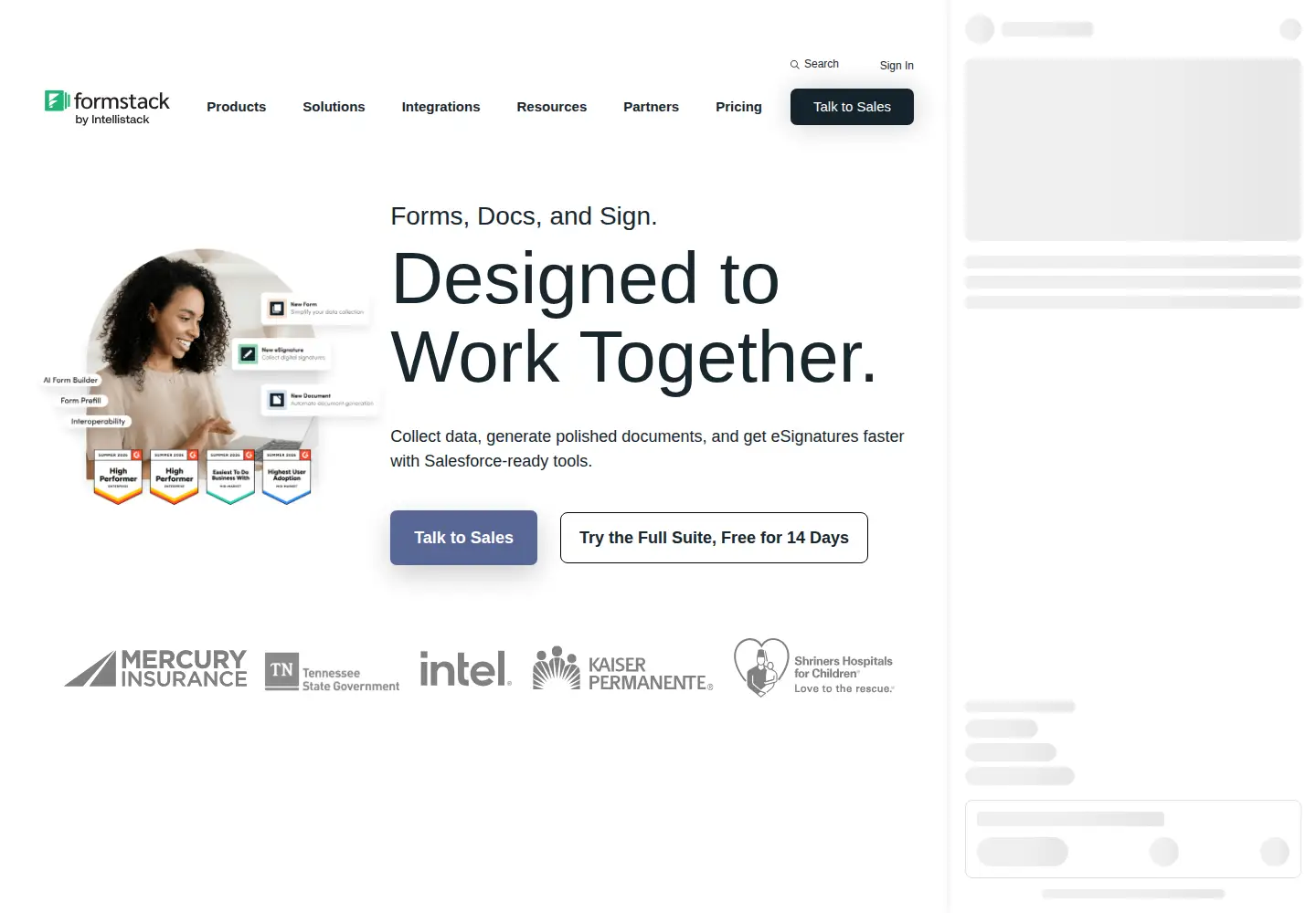 Screenshot of formstack.com