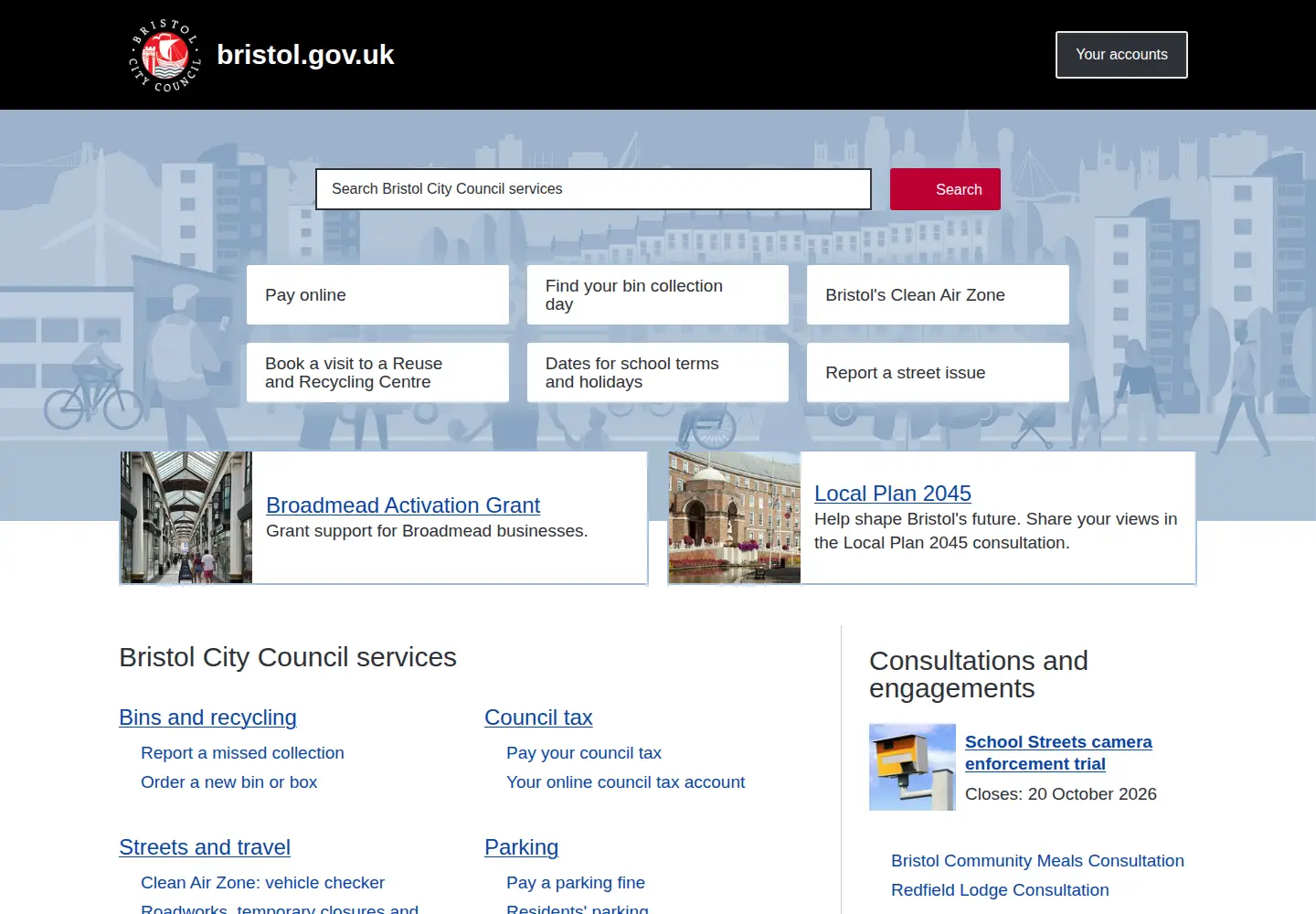 Screenshot of bristol.gov.uk