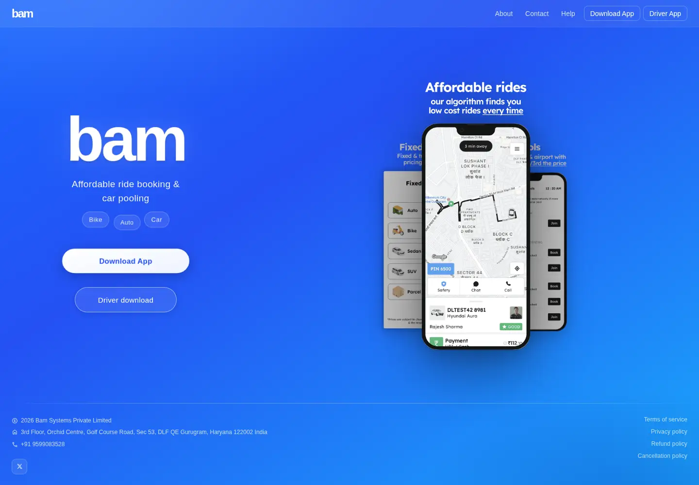 Screenshot of bam.cab