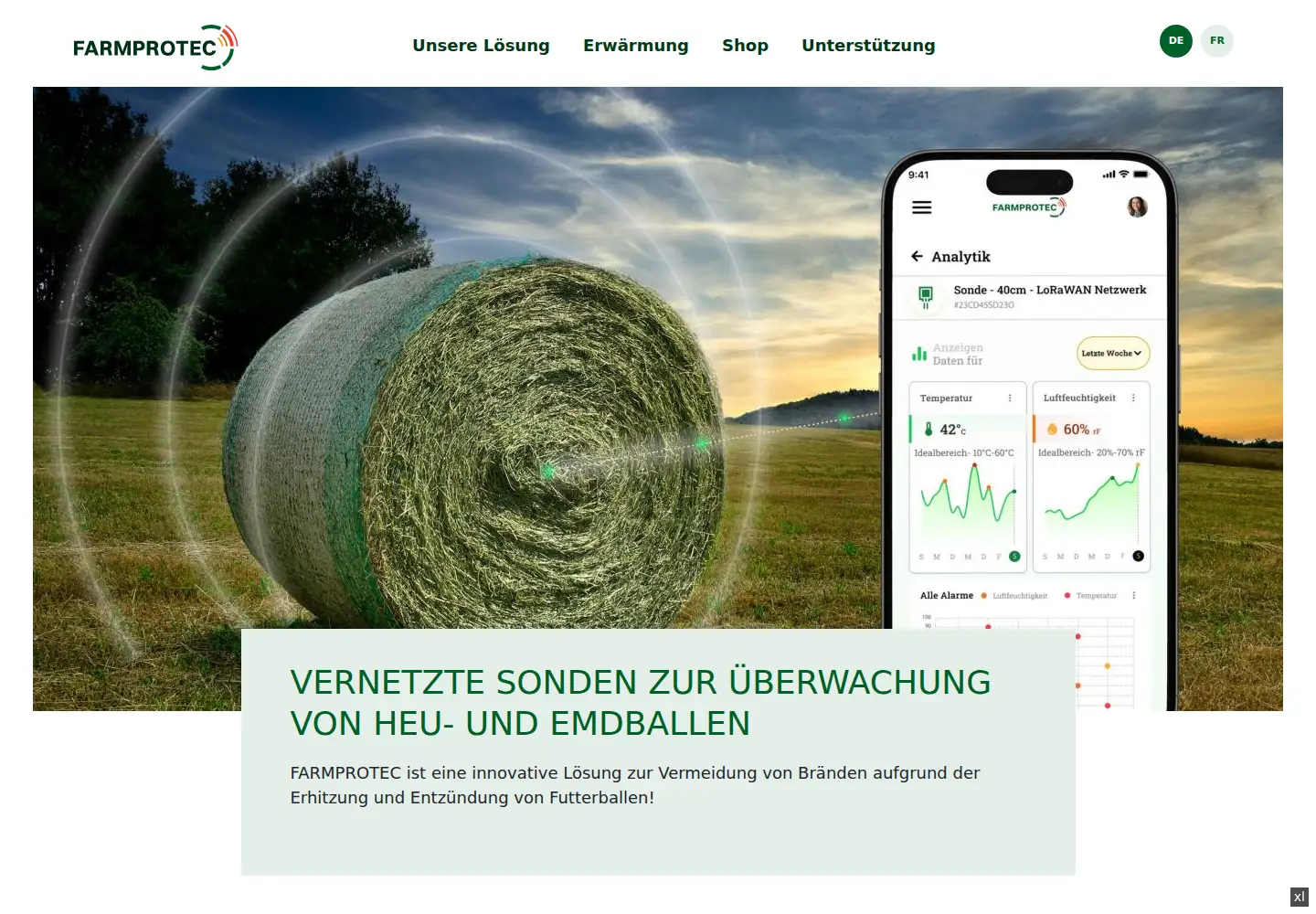 Captured homepage of farmprotec.ch in the current scan